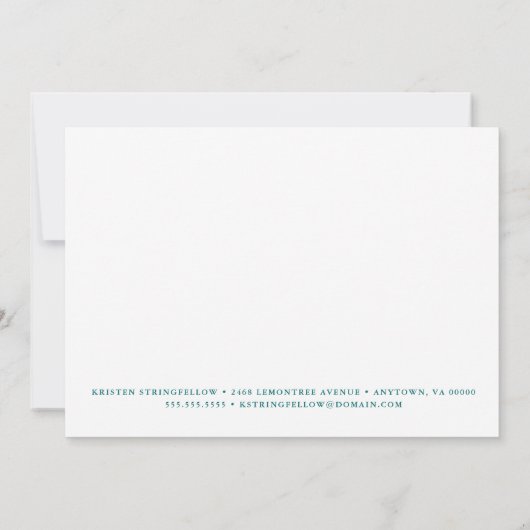 Elegante Aquamarine Script Monogram Note Card Mitteilungskarte (Rückseite)