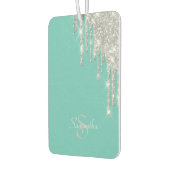 Elegante Aquamarine, silberne Glitzer-Tropfen Autolufterfrischer (Links)