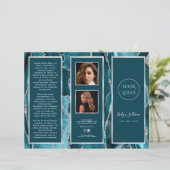 Elegante Aquamarine Silver Agate Broschüre (Stehend Vorderseite)