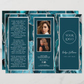 Elegante Aquamarine Silver Agate Broschüre (Vorne/Hinten)