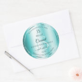 Elegante Aquamarine Soft Glitzer Produktkennzeichn Runder Aufkleber (Umschlag)