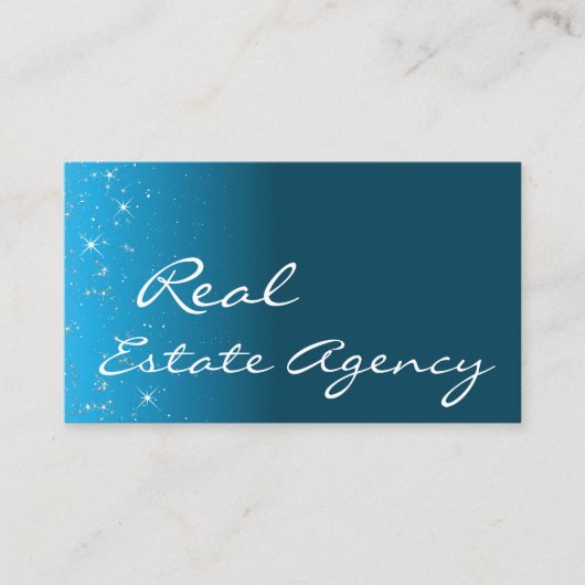 Elegante Aquamarine Sparkle Glitzer Sterne mit Fot Visitenkarte (Vorderseite)