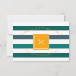 Elegante Aquamarine Streifen Monogram Dankeschön K