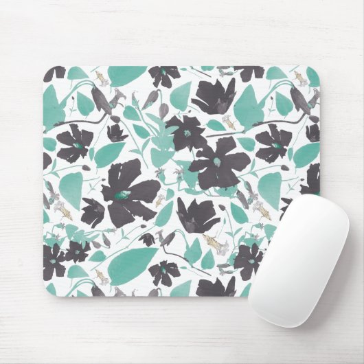 Elegante Aquamarine und braune Blume blühen Mousepad (Mit Mouse)