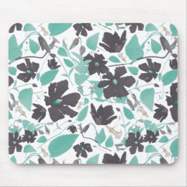 Elegante Aquamarine und braune Blume blühen Mousepad