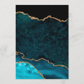 Elegante Aquamarine und Gold Imitate Glitzer Agate Menükarte (Rückseite)