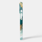 Elegante Aquamarine und goldene Abstrakte Wasserfa Case-Mate iPhone Hülle (Rückseite / Links)