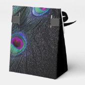 Elegante Aquamarine und heiß rosa Pfauenhochzeit Geschenkschachtel (Rückseite)