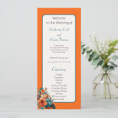 Elegante Aquamarine und orangefarbene Hochzeitsfei (Stehend Vorderseite)