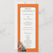 Elegante Aquamarine und orangefarbene Hochzeitsfei (Vorderseite)