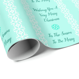 Elegante Aquamarine und weiße Schneeflocke Geschenkpapier