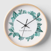 Elegante Aquamarine Vegetation Moderner Personalis Uhr (Vorderseite)