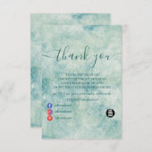 Elegante Aquamarine Wasserfarbe Dankeskarte (Vorne/Hinten)