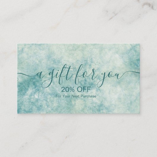 Elegante Aquamarine Wasserfarbe Rabattkarte (Vorderseite)