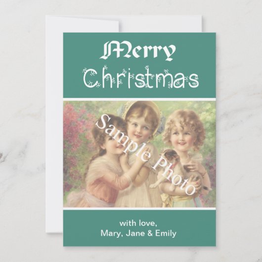 Elegante, aquamarine Weihnachtskarte Feiertagskarte (Vorderseite)