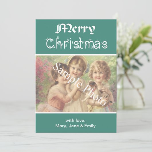 Elegante, aquamarine Weihnachtskarte Feiertagskarte (Stehend Vorderseite)