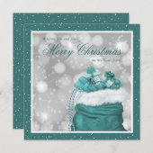 Elegante Aquamarine Weihnachtskarten Feiertagskarte (Vorne/Hinten)