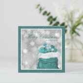 Elegante Aquamarine Weihnachtskarten Feiertagskarte (Stehend Vorderseite)