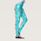 Elegante Aquamarine Winterschneeflocken Weihnachte Leggings (Rechts)