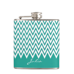 Elegante aquamarine Zickzack kundenspezifische Flachmann
