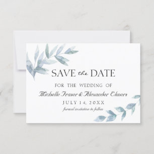 Elegante Aquarell-Blatt botanische Save-the-Date-K RSVP Karte