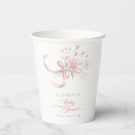 Elegante Aquarell Blume Bouquet Babydusche Pappbecher