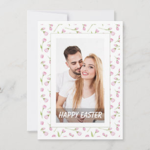 Elegante Aquarell-Blumen-Foto Frohe Ostern Feiertagskarte