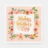 Elegante Aquarell-Blumen Frohen Muttertag Serviette (Vorderseite)