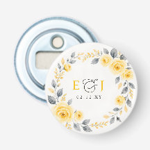 Elegante Aquarell-Blumen-Hochzeit in Gelb und Grau