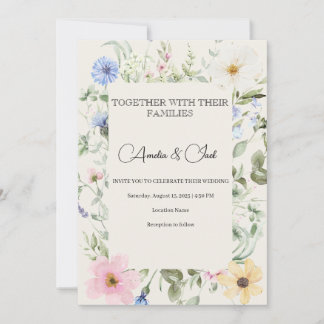 Elegante Aquarell-Blumen-Hochzeitseinladung Einladung