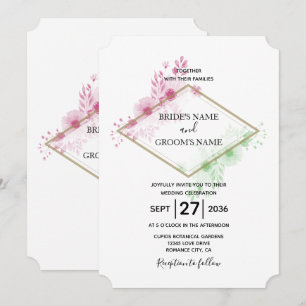 Elegante Aquarell-Blumen-Hochzeitseinladungen Einladung