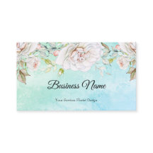 Elegante Aquarell-Blumen in Tealblau, Pink und Wei