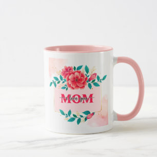 Elegante Aquarell-Blumen "MAMA ICH LIEBE DICH" Mut Tasse