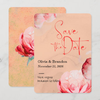Elegante Aquarell-Blumen-Save-the-Date-Karte