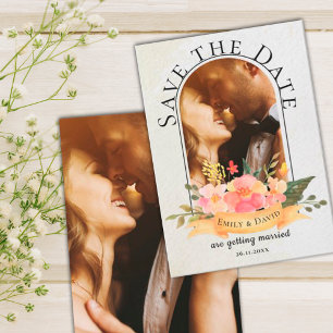 Elegante Aquarell Blumen Süße Foto Hochzeit Ankündigung