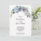 Elegante Aquarell Blumendusche Einladung (Stehend Vorderseite)