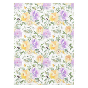 Elegante Aquarell-Blumenrosen Gelb Lila Tischdecke