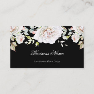 Elegante Aquarell-Blumenrosen in Rosa und Weiß auf Visitenkarte