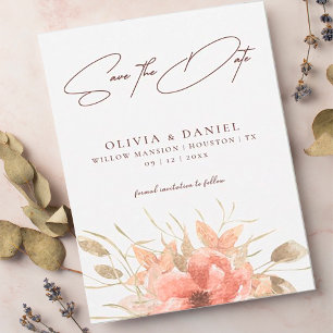 Elegante Aquarell-Boho-Rosen-Hochzeit - Termin vor Save The Date