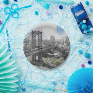 Elegante Aquarell Brooklyn Bridge NYC Pappteller