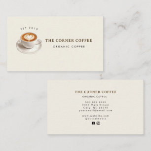Elegante Aquarell-Café Visitenkarte