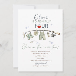 Elegante Aquarell Ein kleiner Fischer 4. Geburtsta Einladung