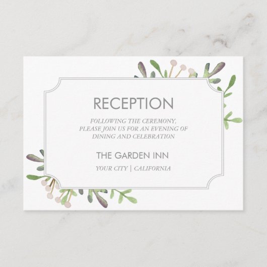 Elegante Aquarell-Empfang-Karte Begleitkarte (Vorderseite)