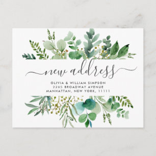 Elegante Aquarell-Eukalyptus-Umzugsankündigung Postkarte