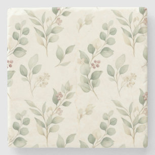 Elegante Aquarell-Eukalyptus- und Rosa-Beeren-Bota Steinuntersetzer