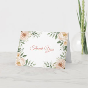 Elegante Aquarell-Gartenrosen Rosenrot Floral Dankeskarte
