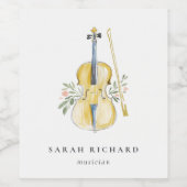 Elegante Aquarell-Geiger Musiklehrer Weinetikett (Einzelnes Label)