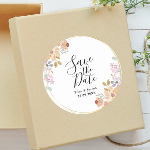 Elegante Aquarell-Grünausstattung Hochzeit Save Th Runder Aufkleber
