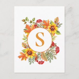 Elegante Aquarell-Herbstblumen Postkarte