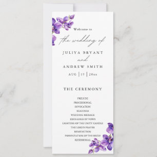 Elegante Aquarell Hochzeitsprogramm Orchid